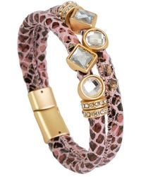 Saachi - Bling Charm Leather Bracelet - Lyst