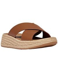 Fitflop - F-Mode Espadrille Leather Flatform Cross Slide - Lyst
