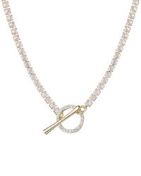 Adornia - 14K Plated Crystal Toggle Tennis Necklace - Lyst