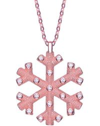 Genevive Jewelry - 18k Rose Gold Plated Cz Christmas Necklace - Lyst