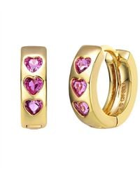 Rachel Glauber - 14k Plated Cz Heart Earrings - Lyst