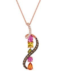 Le Vian - Le Vian 14K Rose 1.95 Ct. Tw. Diamond & Smoky Quartz Pendant Necklace - Lyst