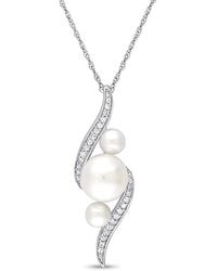 Rina Limor - 10k 0.14 Ct. Tw. Diamond & Pearl Twist Necklace - Lyst