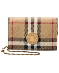 Burberry - Vintage Check E-canvas Wallet On Chain - Lyst