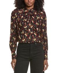 Tahari - Twist Neckband Silk-Blend Blouse - Lyst
