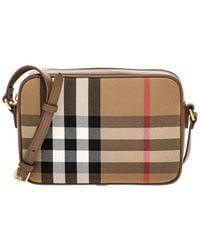 Burberry - Check Canvas & Leather Shoulder Bag - Lyst