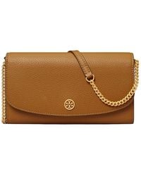 Tory Burch - Robinson Pebbled Leather Chain Wallet - Lyst