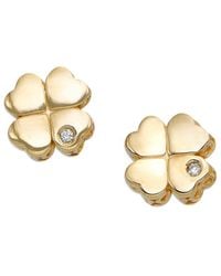 Italian Gold - 14k 0.01 Ct. Tw. Diamond Clover Studs - Lyst