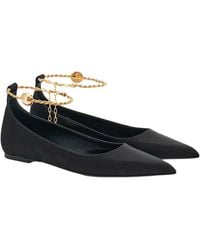 Ferragamo - Cable-Link Chain Leather Ballet Flat - Lyst