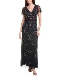 Adrianna Papell - Bead V Neck Long Dress - Lyst