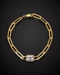 Italian Gold Over Silver - 18k 1.65 Ct. Tw. White Topaz & Diamond Bracelet - Lyst