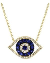 Sabrina Designs - 14K 0.64 Ct. Tw. Diamond & Sapphire Evil Eye Necklace - Lyst