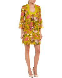 Trina Turk Floral Silk Shift Dress - Green