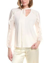 Anne Klein - Ruffle Tie Neck Top - Lyst