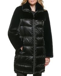 KARL LAGERFELD - Mixed Media Puffer Coat - Lyst