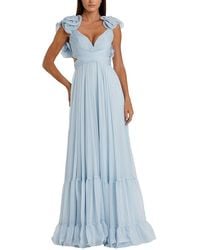 BCBGMAXAZRIA Tiered Ruffle Gown in Blue | Lyst