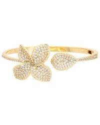 Juvell - 18k Plated Cz Flower Bangle Bracelet - Lyst