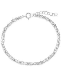 Sterling Forever - Silver Delicate Two-layer Chain Bracelet - Lyst