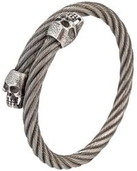 Eye Candy LA - Premium Collection Titanium Double Skull Head Coil Cuff Bracelet - Lyst