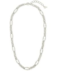 Sterling Forever - Tegan Textured Long Link Necklace - Lyst