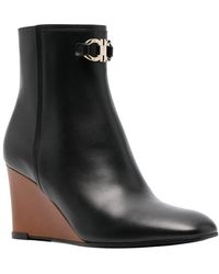 Ferragamo - 70Mm Leather Wedge Ankle Boot - Lyst