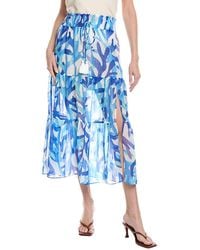 MILLY - Jem Under The Sea Tiered Chiffon Midi Skirt - Lyst