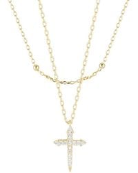 Glaze Jewelry - 14k Over Silver Cz Cross Necklace - Lyst