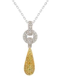 Suzy Levian - Silver 0.02 Ct. Tw. Diamond & Gemstone Tear Drop Pendant - Lyst