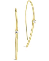 Sterling Forever - 14k Over Silver Cz Studded Threader Earrings - Lyst
