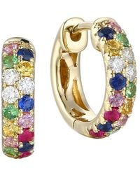 Gregg Ruth - 14K 0.65 Ct. Tw. Diamond & Multi Sapphire Huggie Earring - Lyst