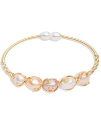 Saachi - Pearl Cz Cuff Bracelet - Lyst