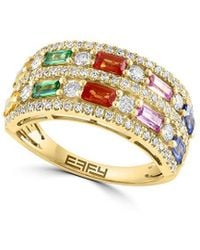 Effy Fine Jewelry - 14K 1.58 Ct. Tw. Diamond & Multi Sapphire Ring - Lyst