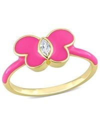 Rina Limor - Gold Over Silver 0.13 Ct. Tw. Sapphire Enamel Butterfly Ring - Lyst