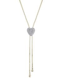 Adornia - 14K Plated Cz Heart Bolo Necklace - Lyst