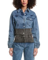 3.1 Phillip Lim - Two-Toned Denim Cropped Shirt Jacket - Lyst