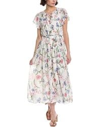 Cece - Ruffle Keyhole Tie-Waist Midi Dress - Lyst