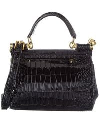 Tiffany & Fred Paris - Croc-Embossed Leather Top Handle Bag - Lyst