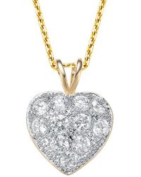 Genevive Jewelry - 14k Over Silver Cz Heart Pendant - Lyst