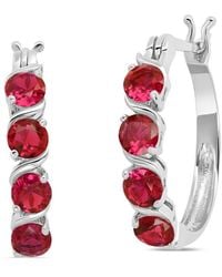 MaxColor - 2.20 Ct. Tw. Lab-Grown Ruby Hoop Earrings - Lyst