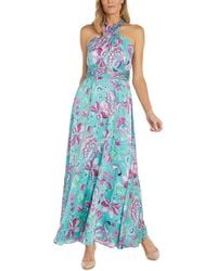 R & M Richards - Yoryu Satin Crossover Halter Maxi Dress - Lyst