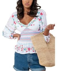 Hale Bob - Embroidered Smocked Top - Lyst