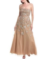Adrianna Papell - Strapless Beaded Mesh Maxi Dress - Lyst