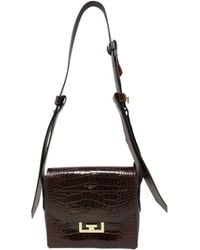 Givenchy - Burgundy Crocodile Embossed Leather Eden Small Shoulder Bag (Authentic Pre-Owned) - Lyst
