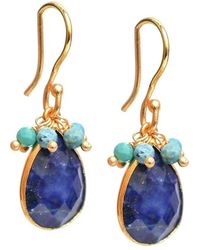 Liv Oliver - 18k Plated 18.75 Ct. Tw. Sapphire, Turquoise Earrings - Lyst
