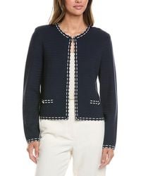 St. John - Ticking Trim Crew Jacket - Lyst