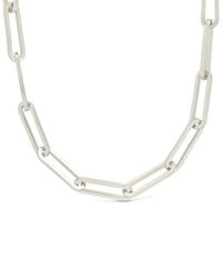 Sterling Forever - Elongated Paperclip Chain Necklace - Lyst