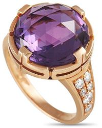 BVLGARI - 18K Rose 0.30 Ct. Tw. Diamond & Amethyst Parentesi Ring (Authentic Pre-Owned) - Lyst