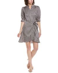 Cece - Open Collar Ruffle Wrap Dress - Lyst