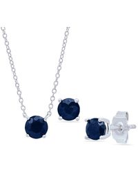 MaxColor - 1.68 Ct. Tw. Sapphire Pendant & Studs Set - Lyst
