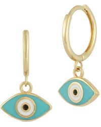 Ember Fine Jewelry - 14k Evil Eye Huggie Earrings - Lyst